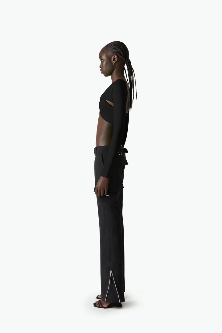 Coperni Ruched Cropped Top In Black