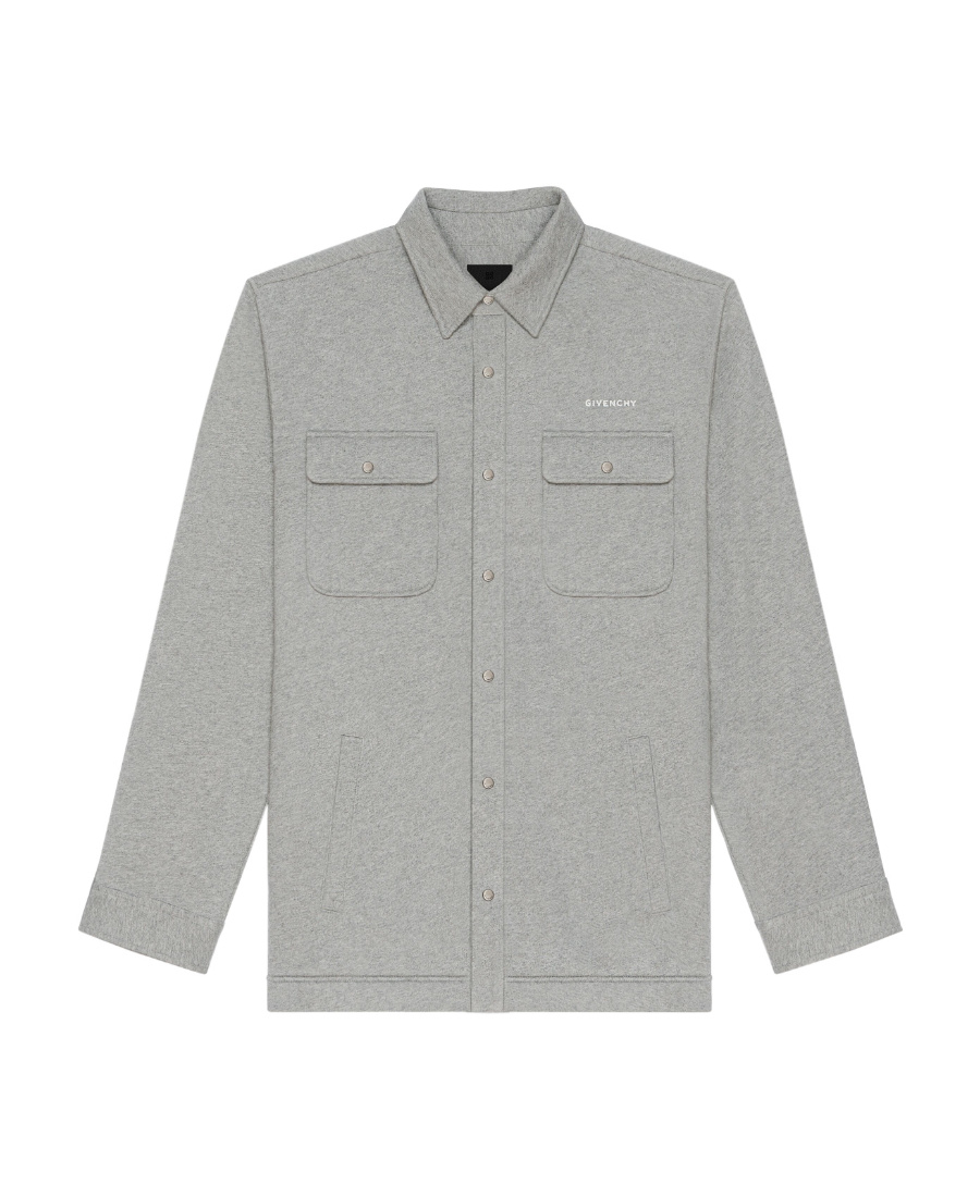 Givenchy Logo Embroidered Fleece Shirt In Gray