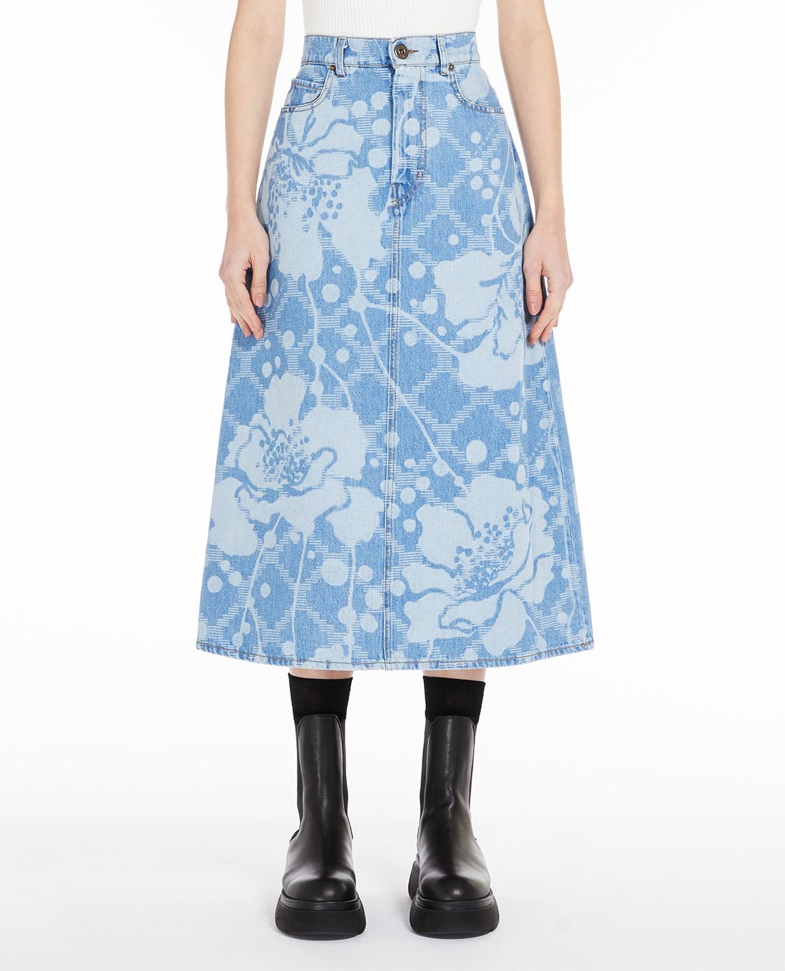 Weekend Max Mara A-line Denim Skirt In Blue
