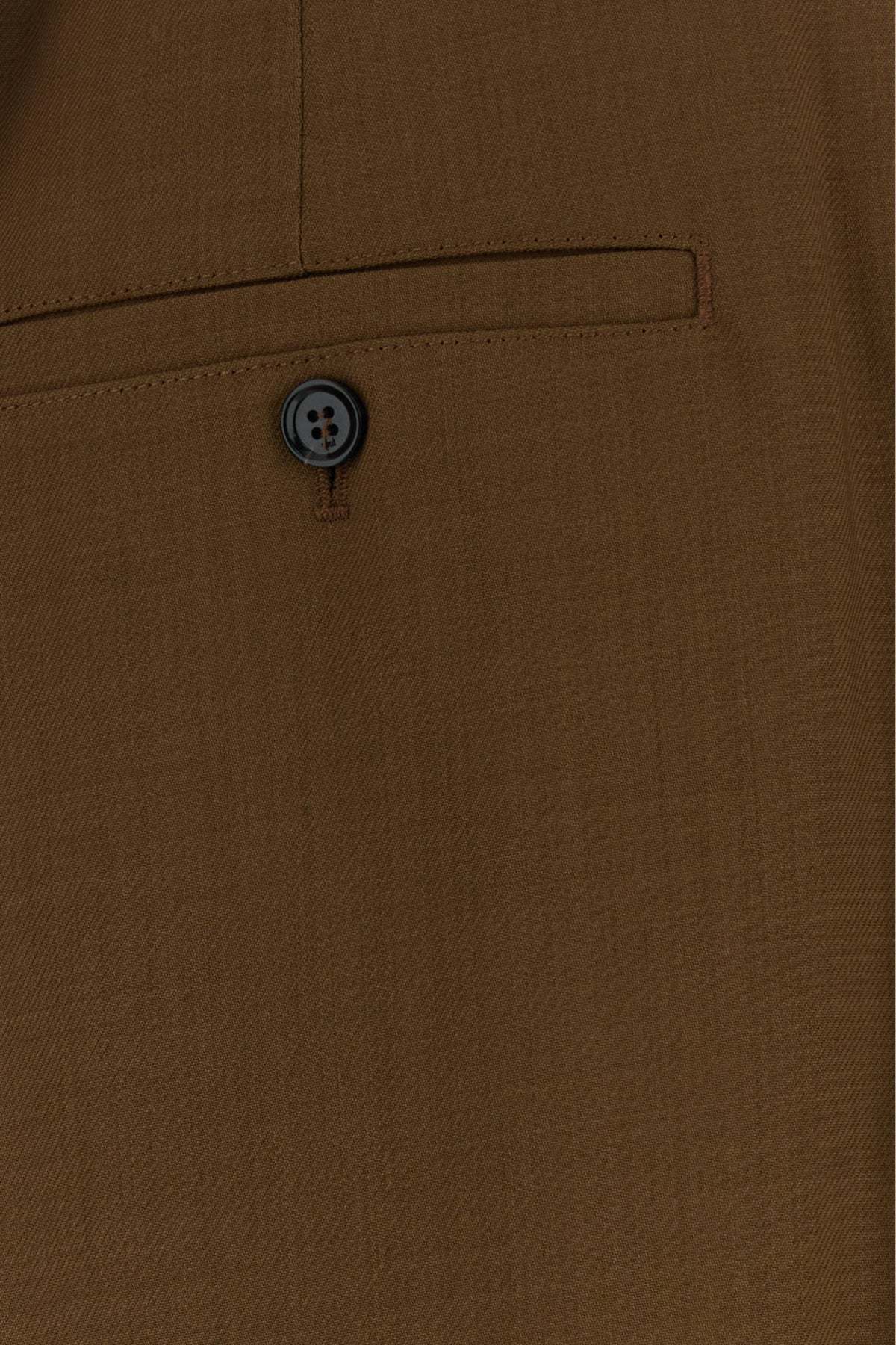 Ami Alexandre Mattiussi Tailored Wool Trousers Pleated Front In Brown