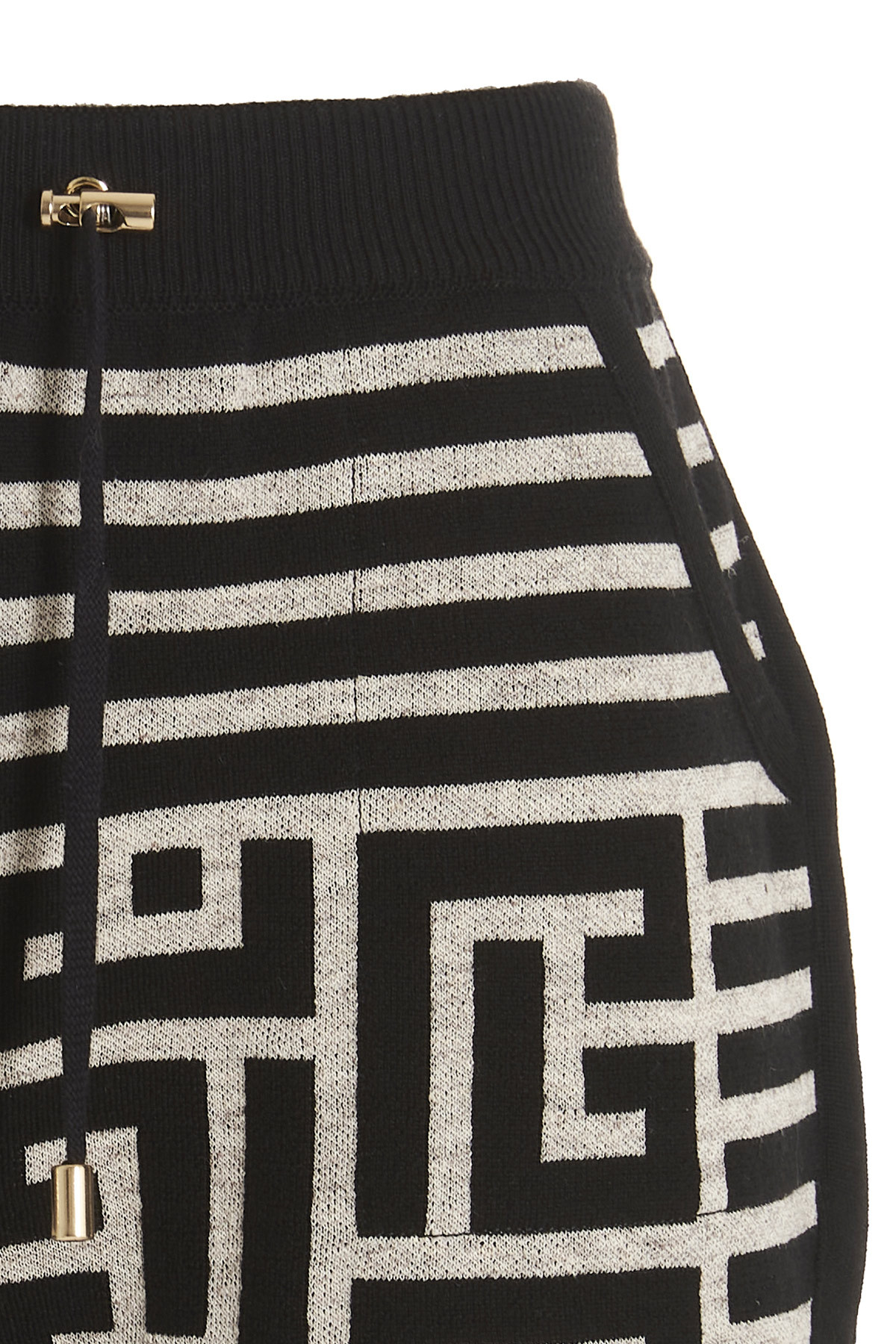 Balmain Monogram-jacquard Wool Shorts In Black