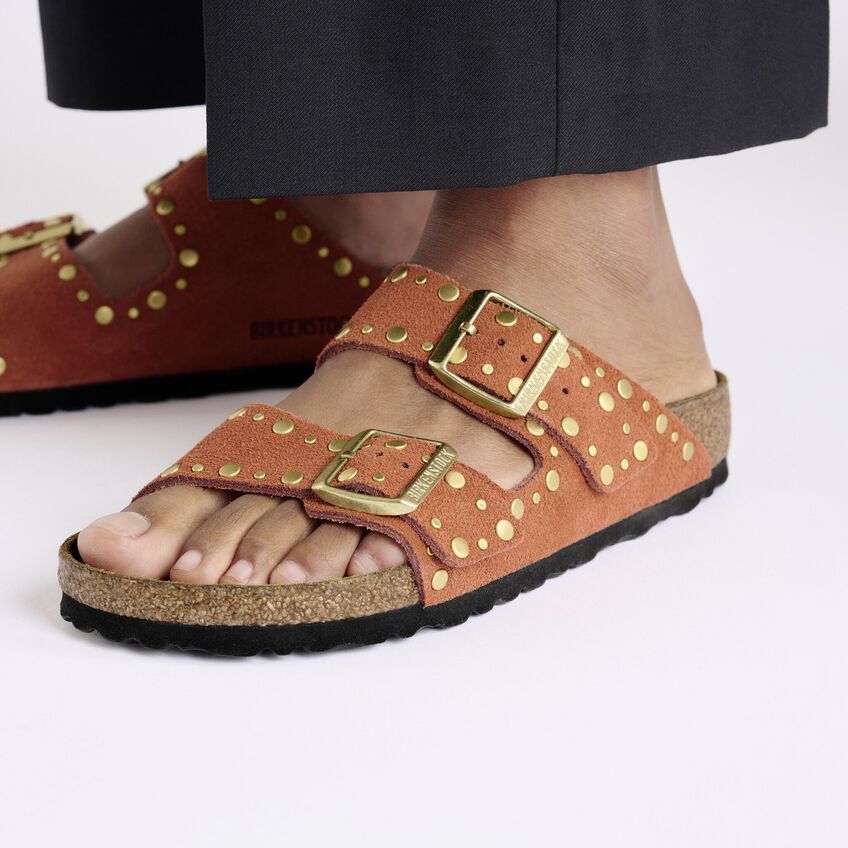Birkenstock Rivet Slippers In Brown