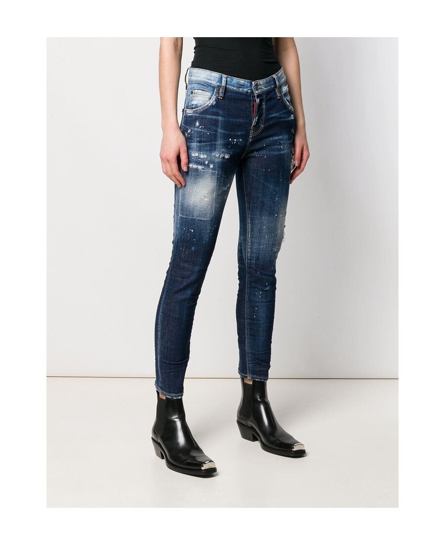 Dsquared2 Distressed Skinny Jeans In Blue
