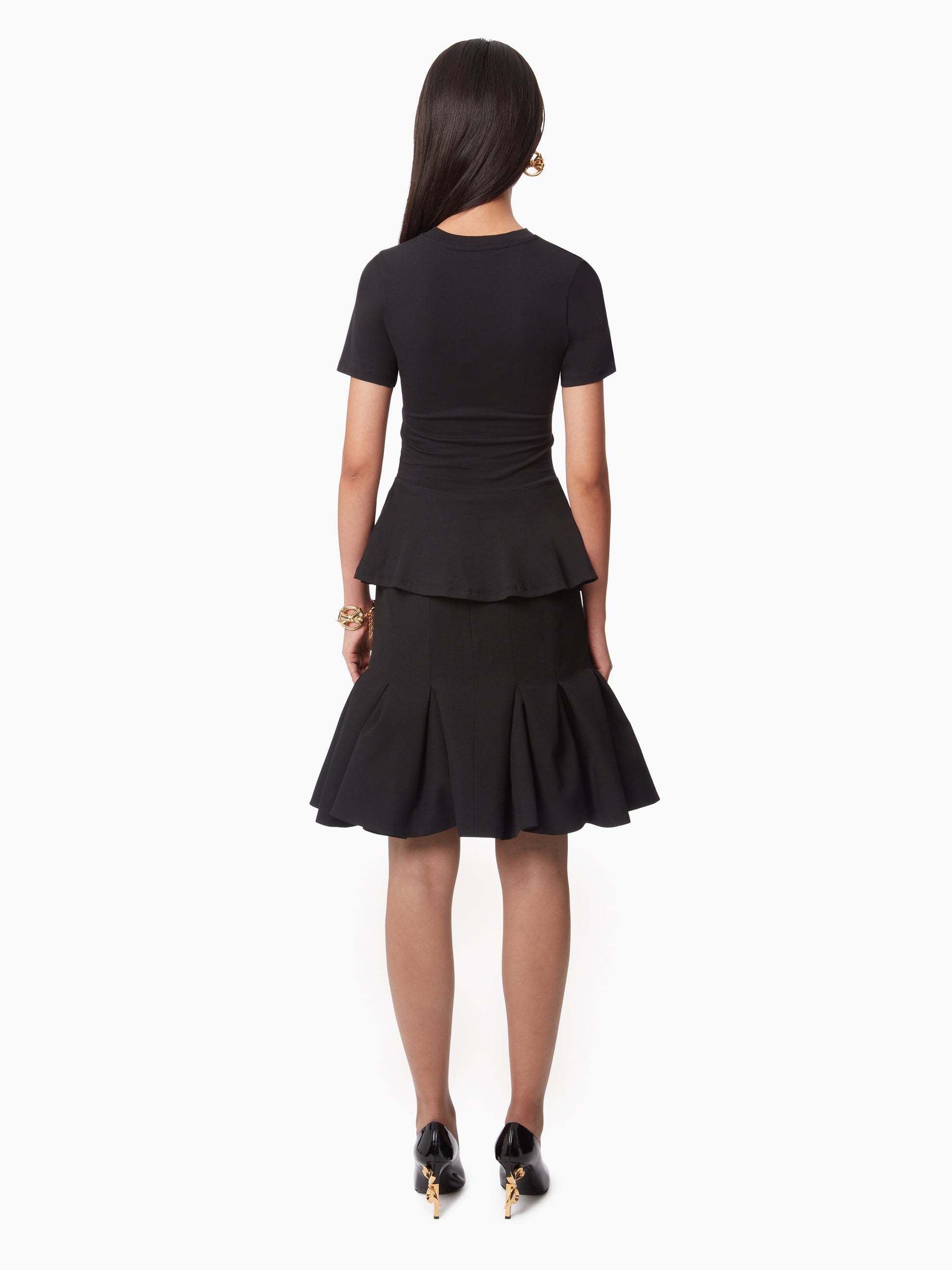 Nina Ricci Peplum Mid Skirt In Black