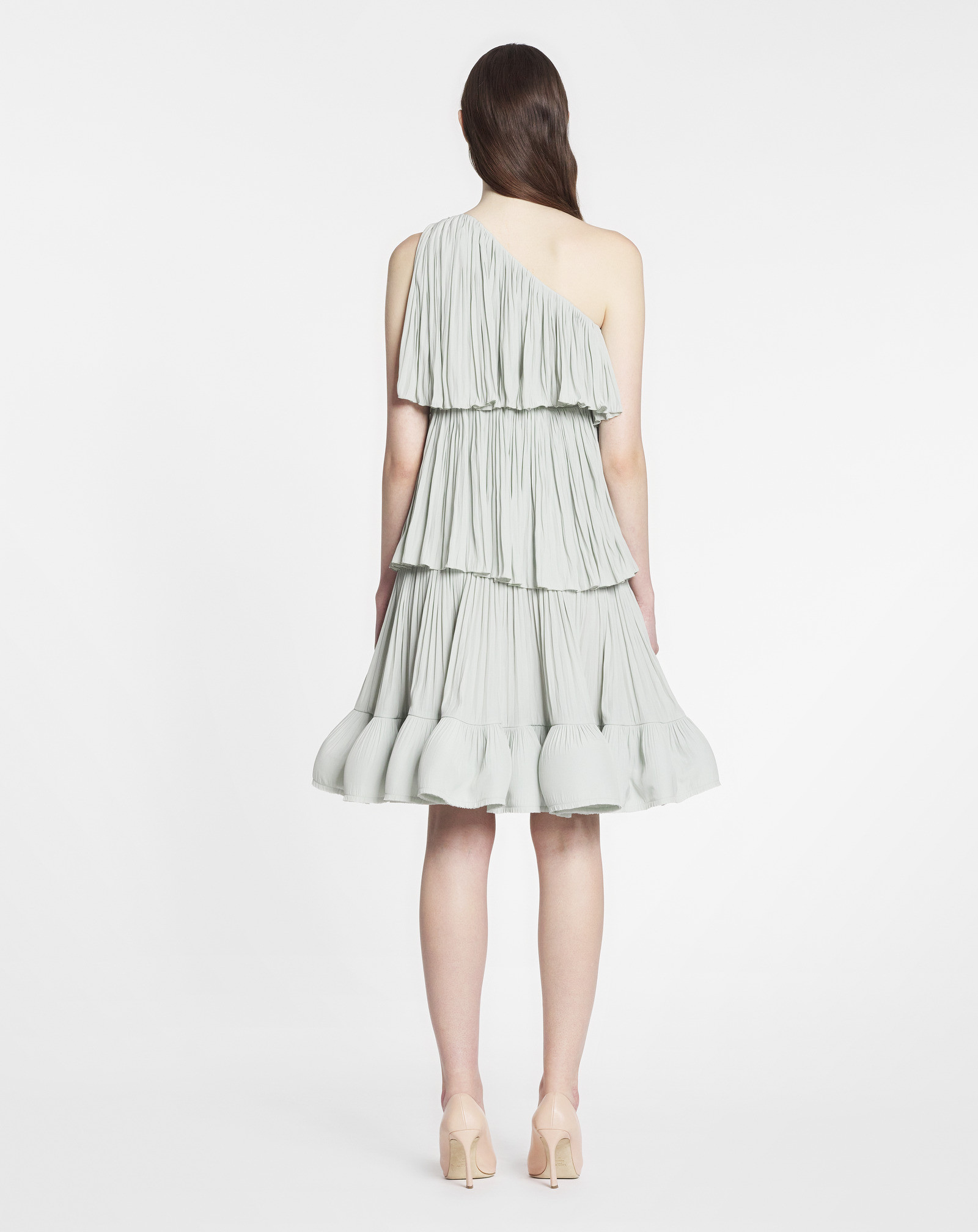 Shop Lanvin Ruffled Asymmetric One-shoulder Dress In White