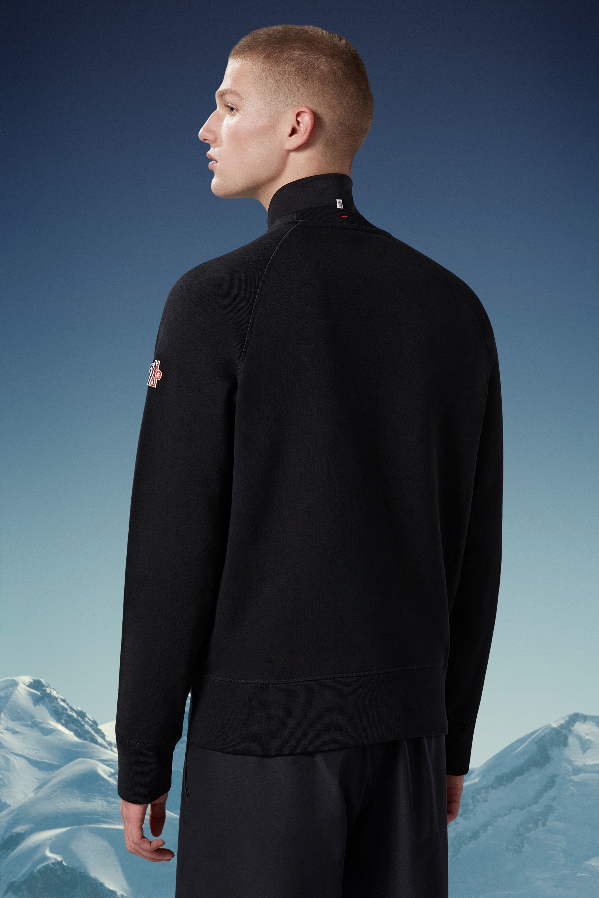 Moncler Logo-embroidered Cotton-jersey Sweatshirt In Black
