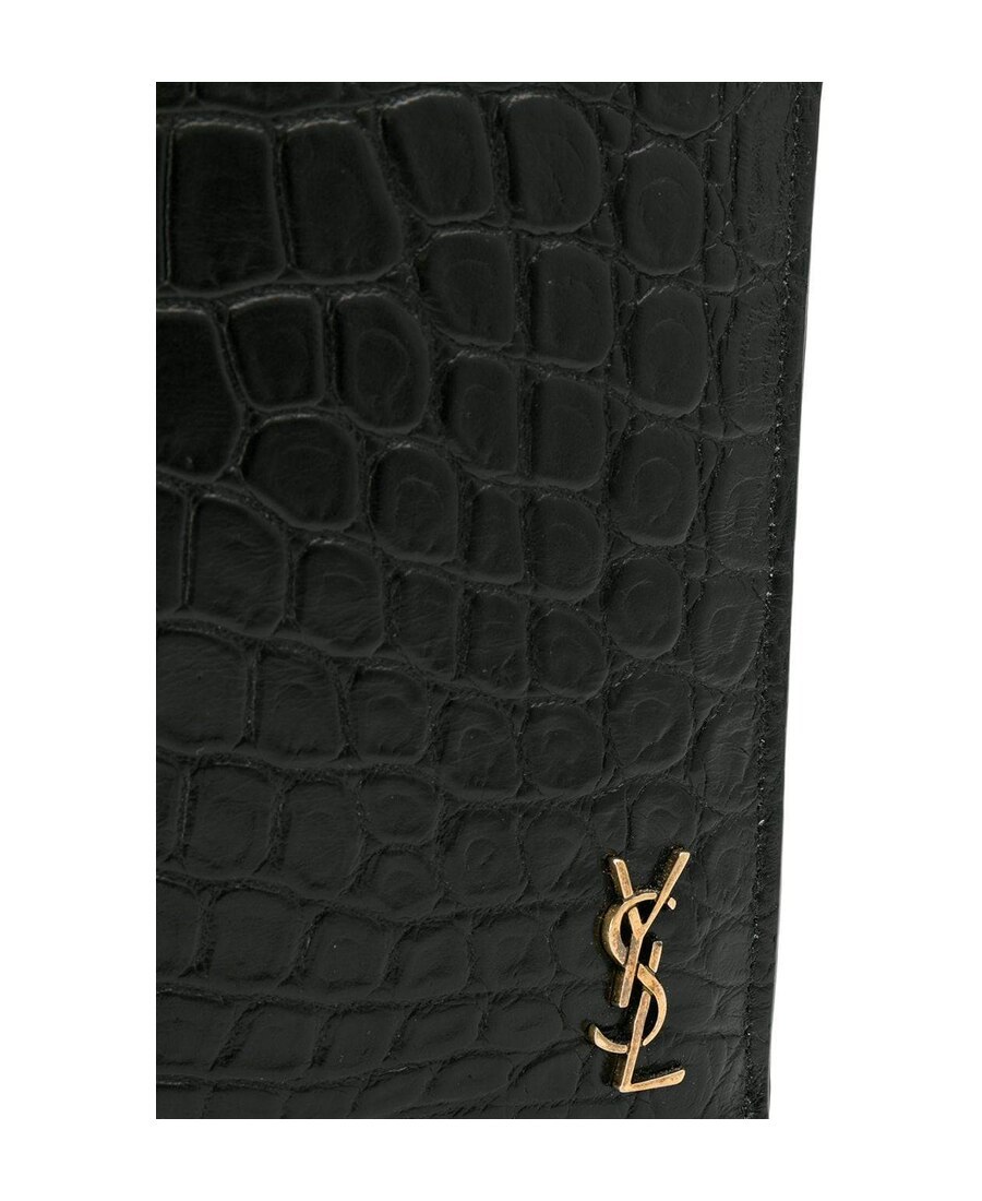 Saint Laurent Monogram Embossed Pouch In Black