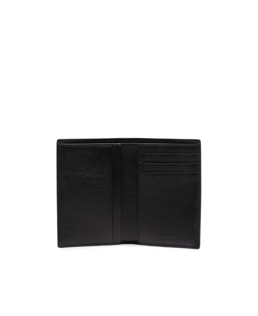 Balenciaga Logo-print Bi-fold Wallet In Black