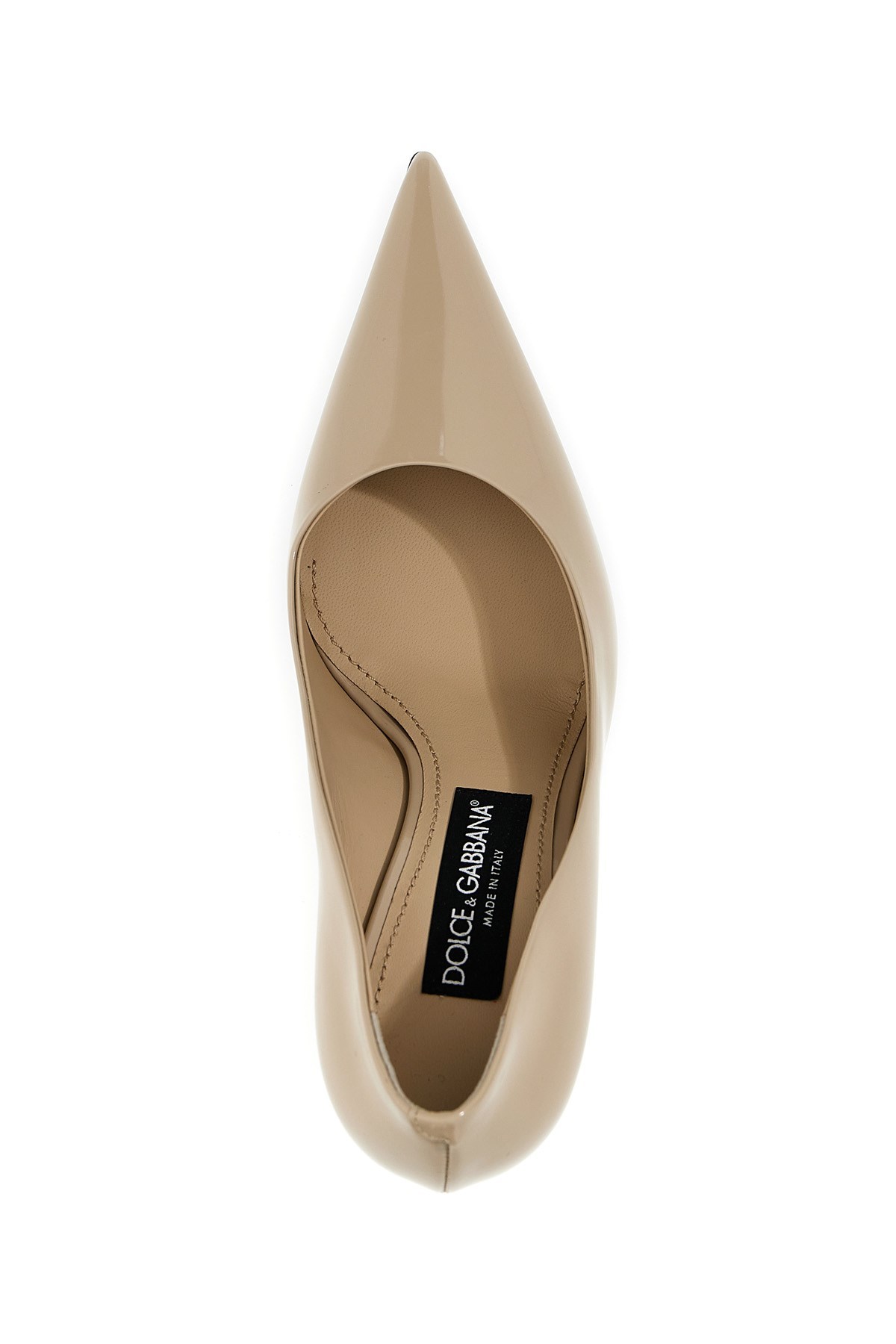 Shop Dolce & Gabbana Pointed-toe Patent Leather Pumps In Nude