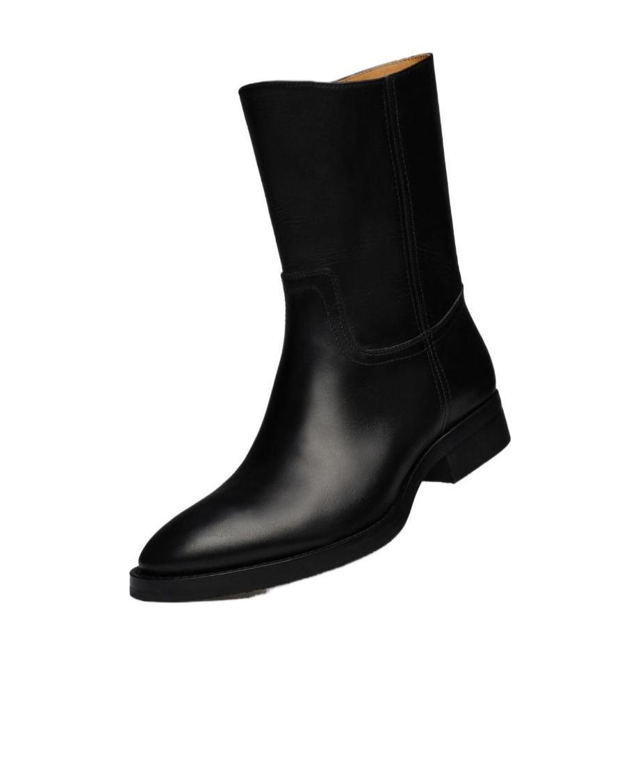 Maison Margiela Almond-toe Leather Ankle Boots In Black