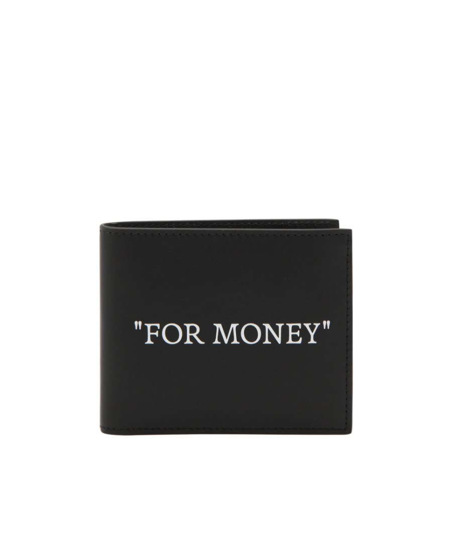 Off-white Off White™ Black Leather Bi Fold Wallet With Logo In Black
