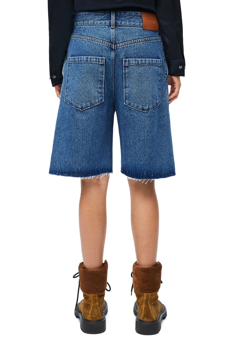 Loewe Anagram-embroidered Wide-leg Denim Shorts