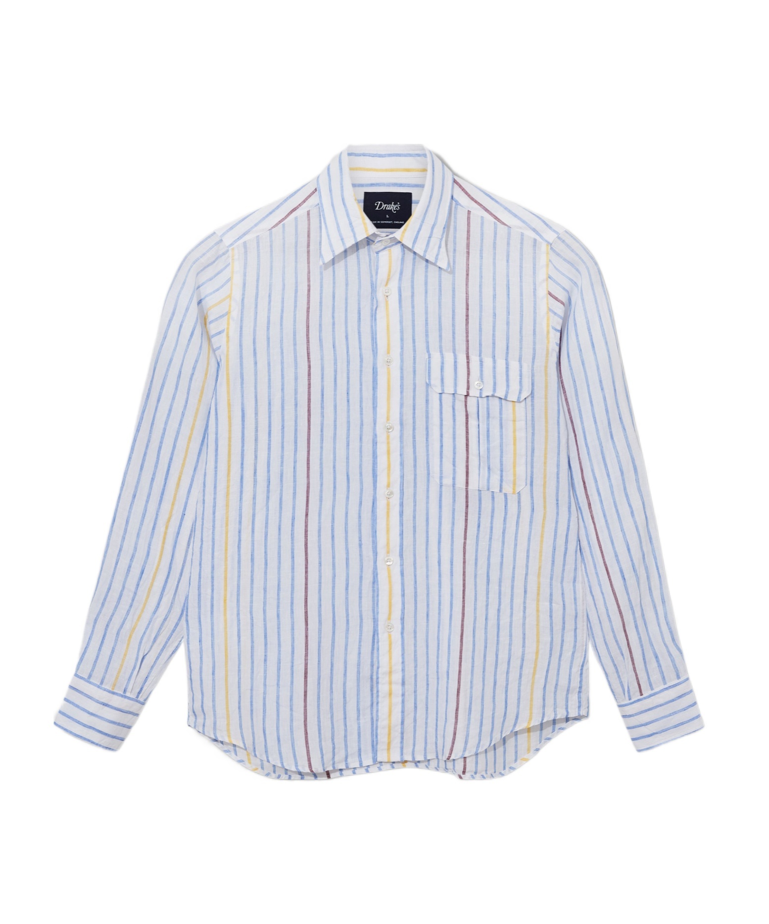 Drake's London Long Sleeve Shirt In Blue