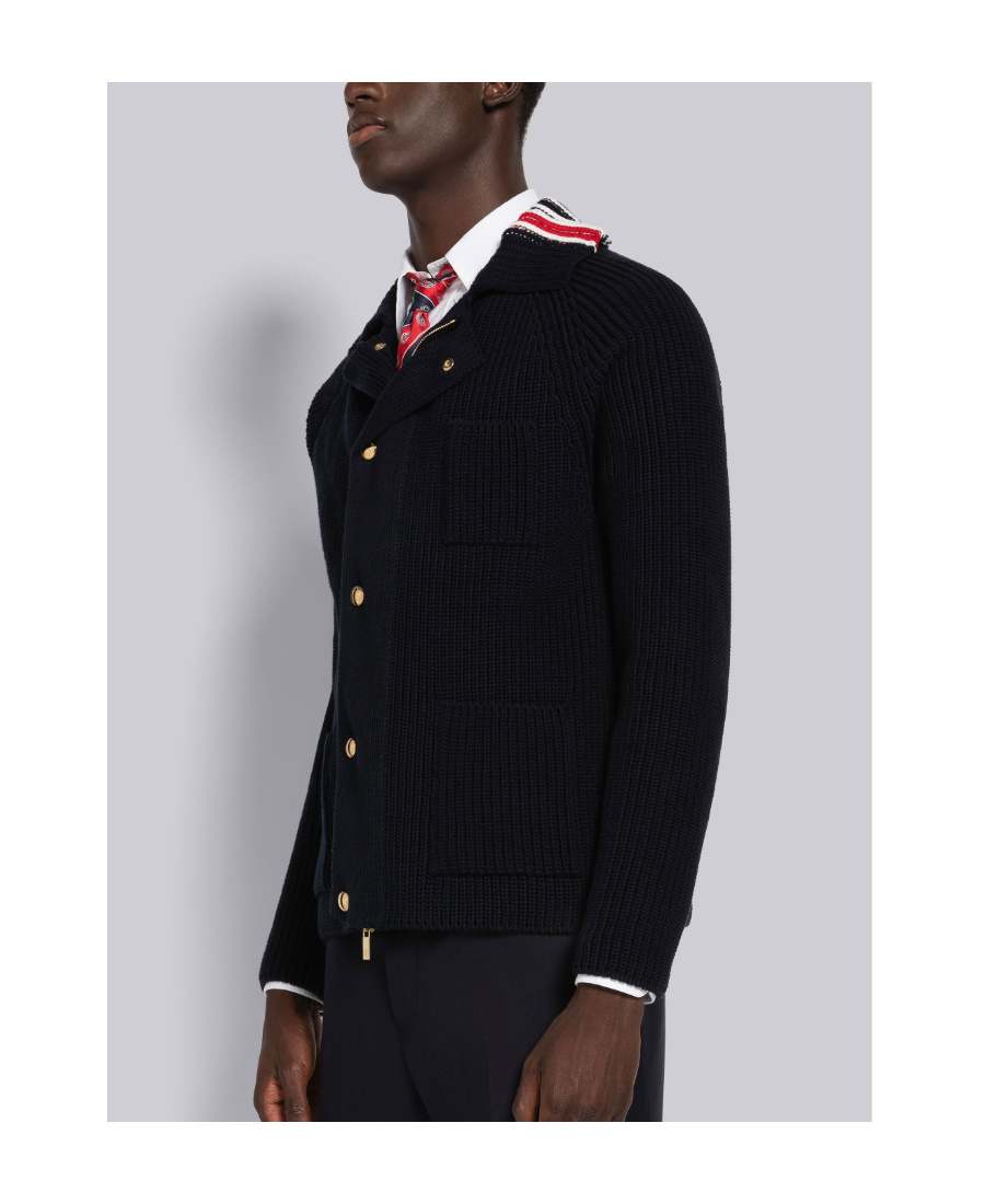 Thom Browne Ribbed-knit Zip-up Cardigan In Black