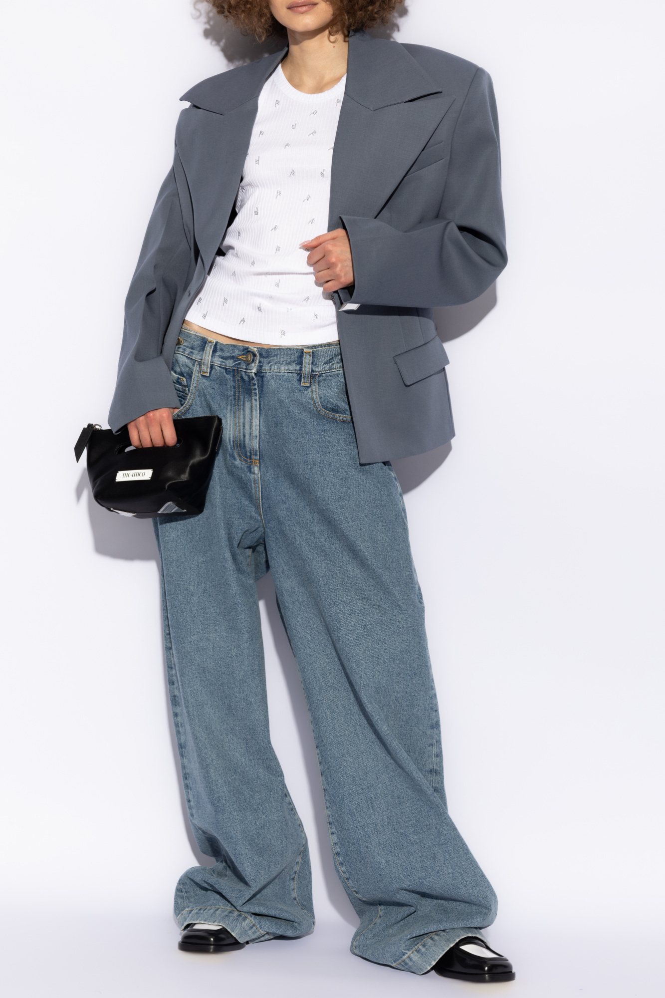 Attico Single Breasted Blazer In Gray