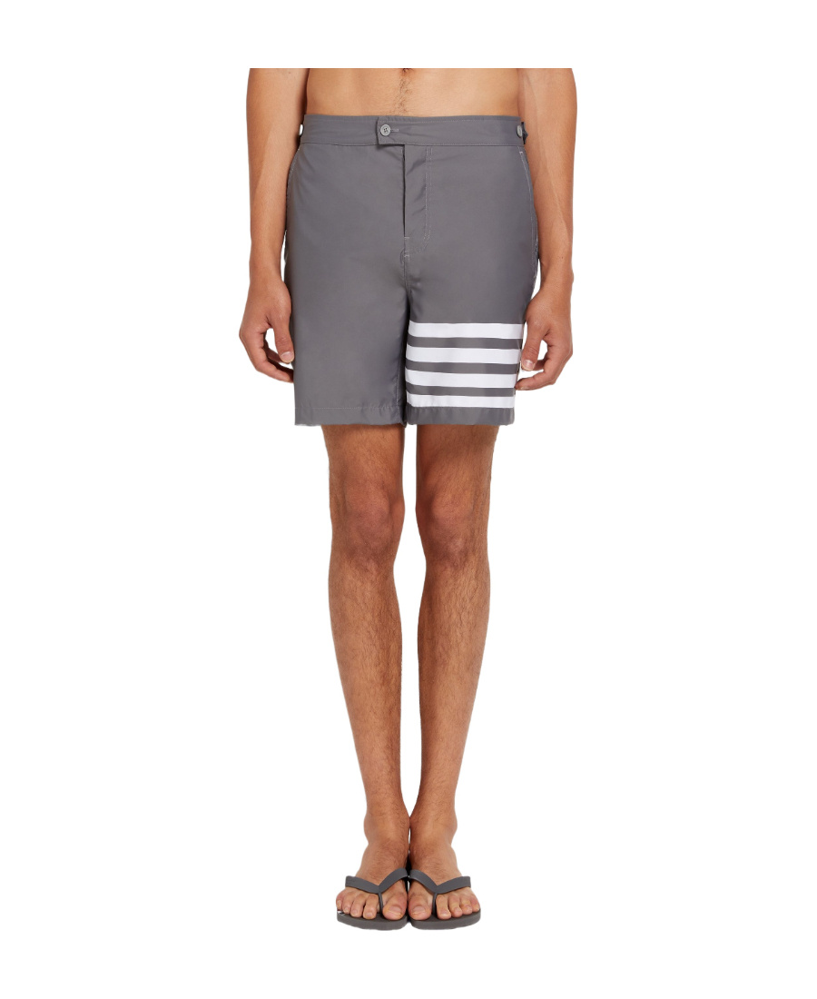 Thom Browne Medium Grey Plain Weave Suiting 4-bar Shorts In Gray