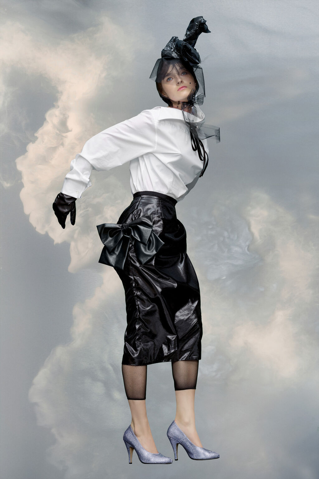 Maison Margiela Black Coated Midi Skirt In Black