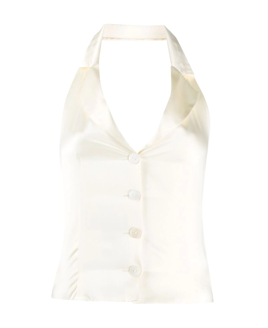 L'AUTRE CHOSE SATIN HALTERNECK BLOUSE 