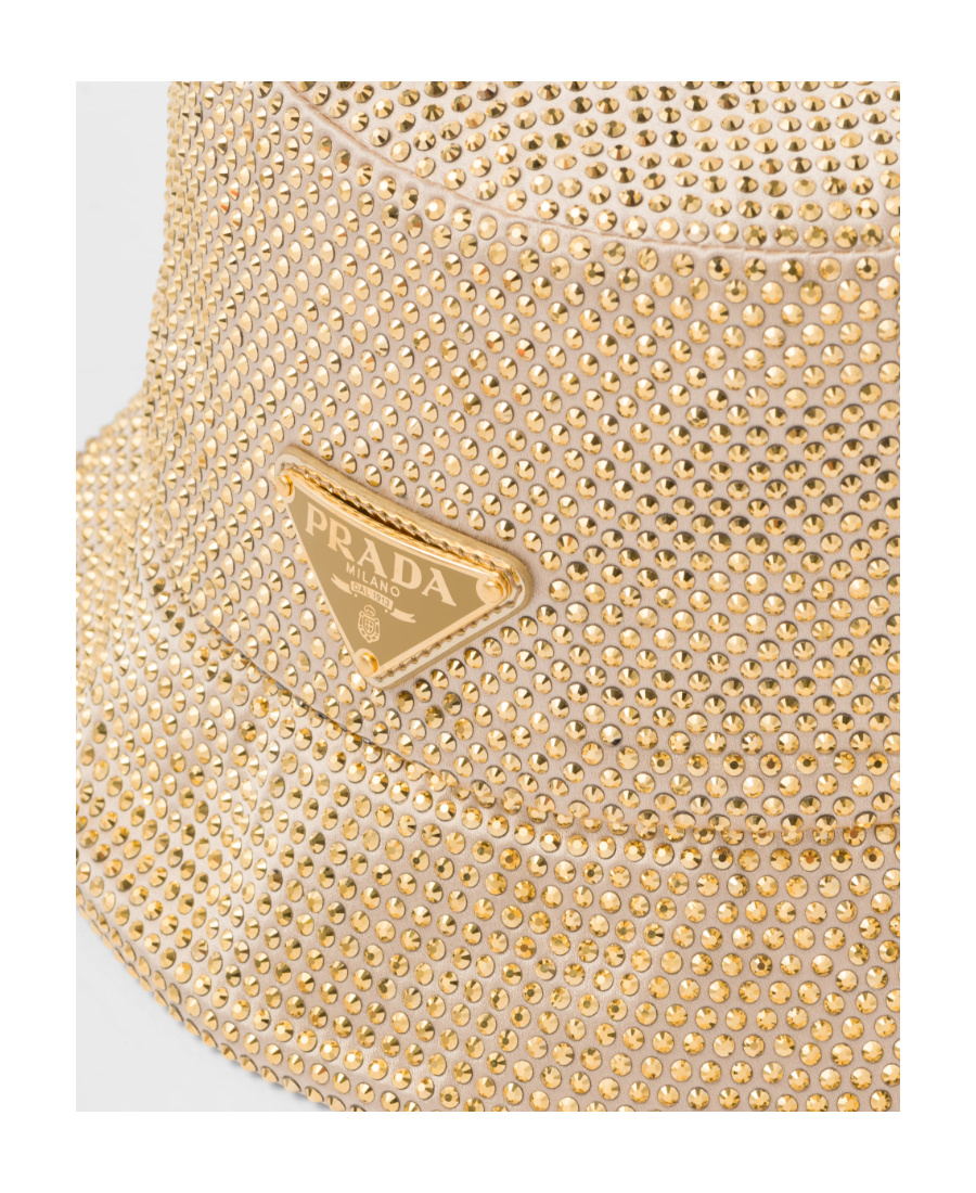 Prada Crystal-embellished Satin Bucket Hat In Yellow