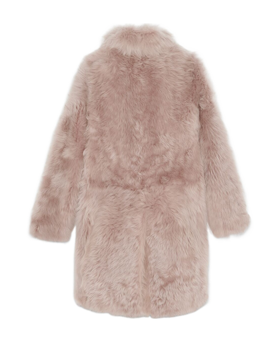 Saint Laurent Oversized Shearling Jacket In Pink