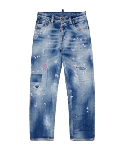 Dsquared2 Logo-embroidered Straight-leg Jeans In Blue