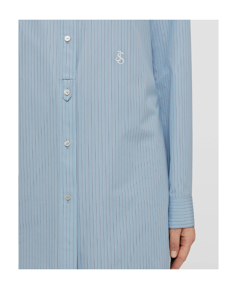 Jil Sander Striped Logo-patch Cotton Shirt In Blue