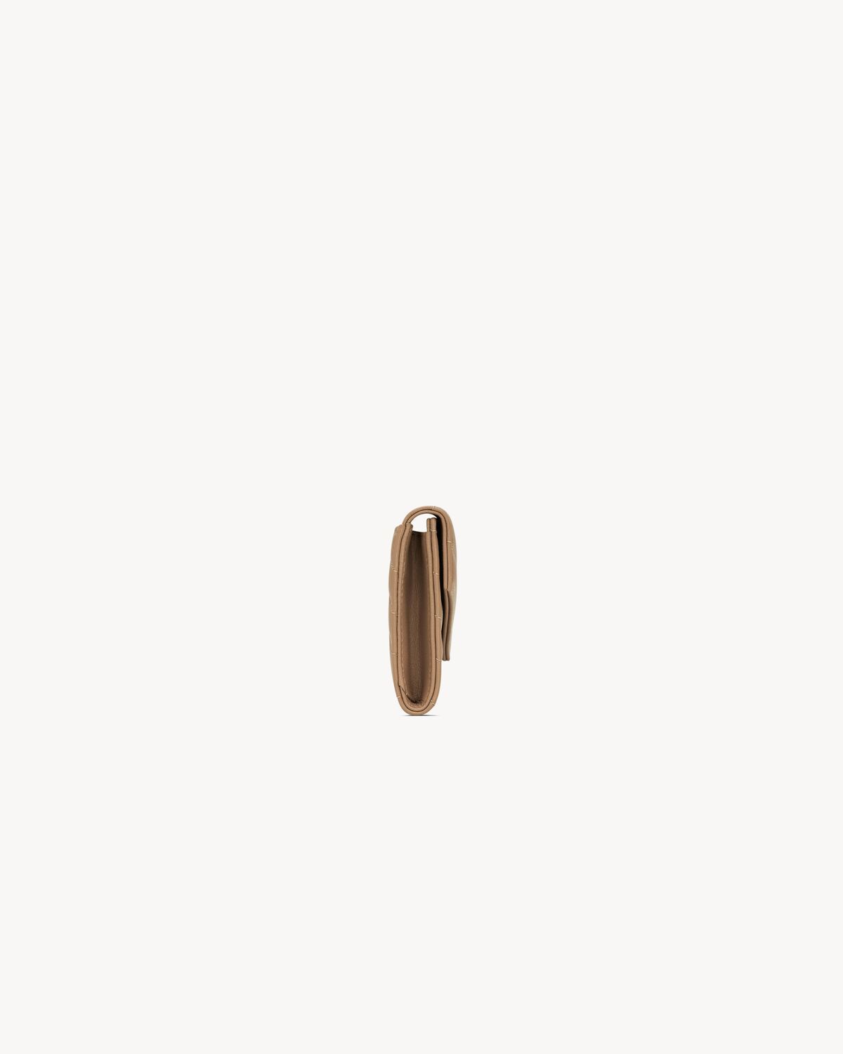 Saint Laurent Small Leather Cassandre Envelope Wallet In Brown