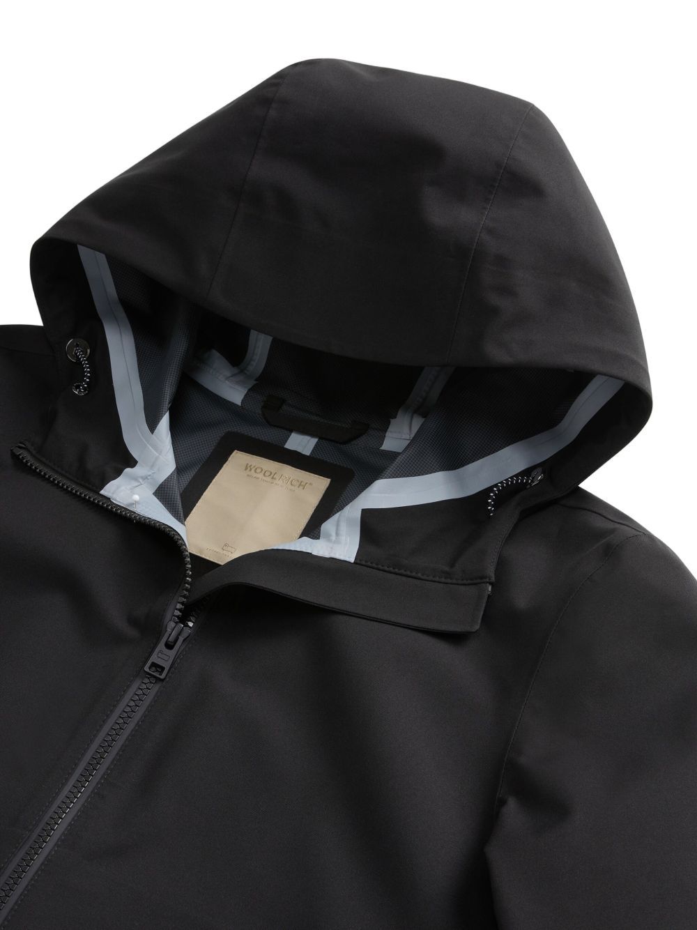 Woolrich Hooded Jacket With Side Slit Pockets In Black