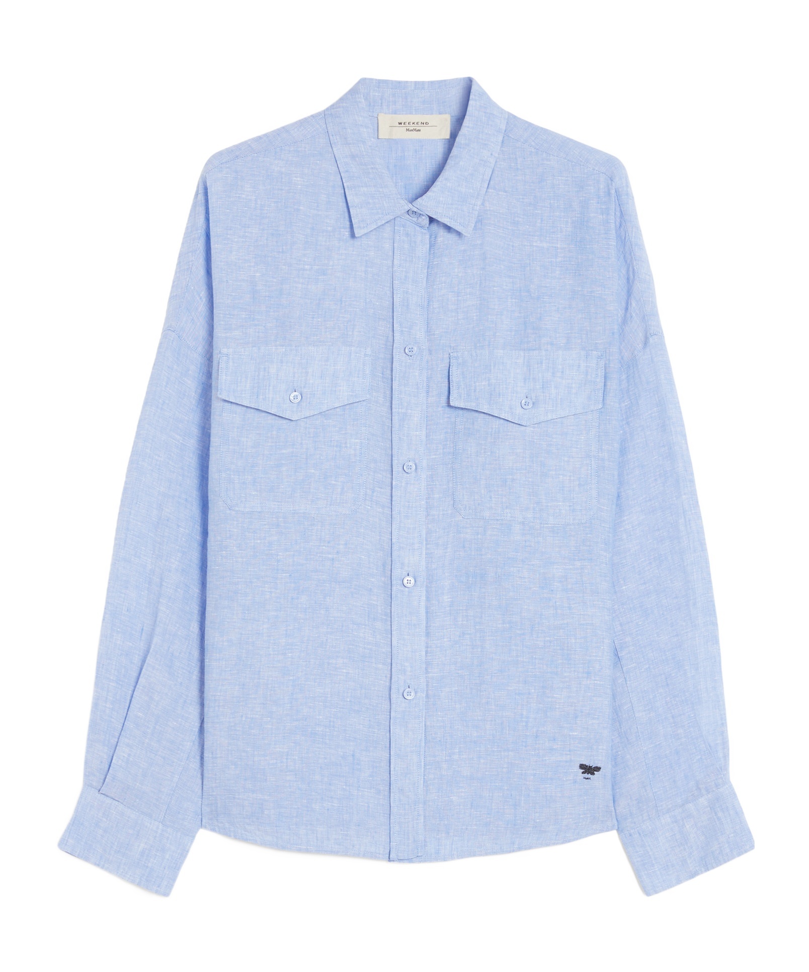 Weekend Max Mara Light Linen Shirt In Light Blue