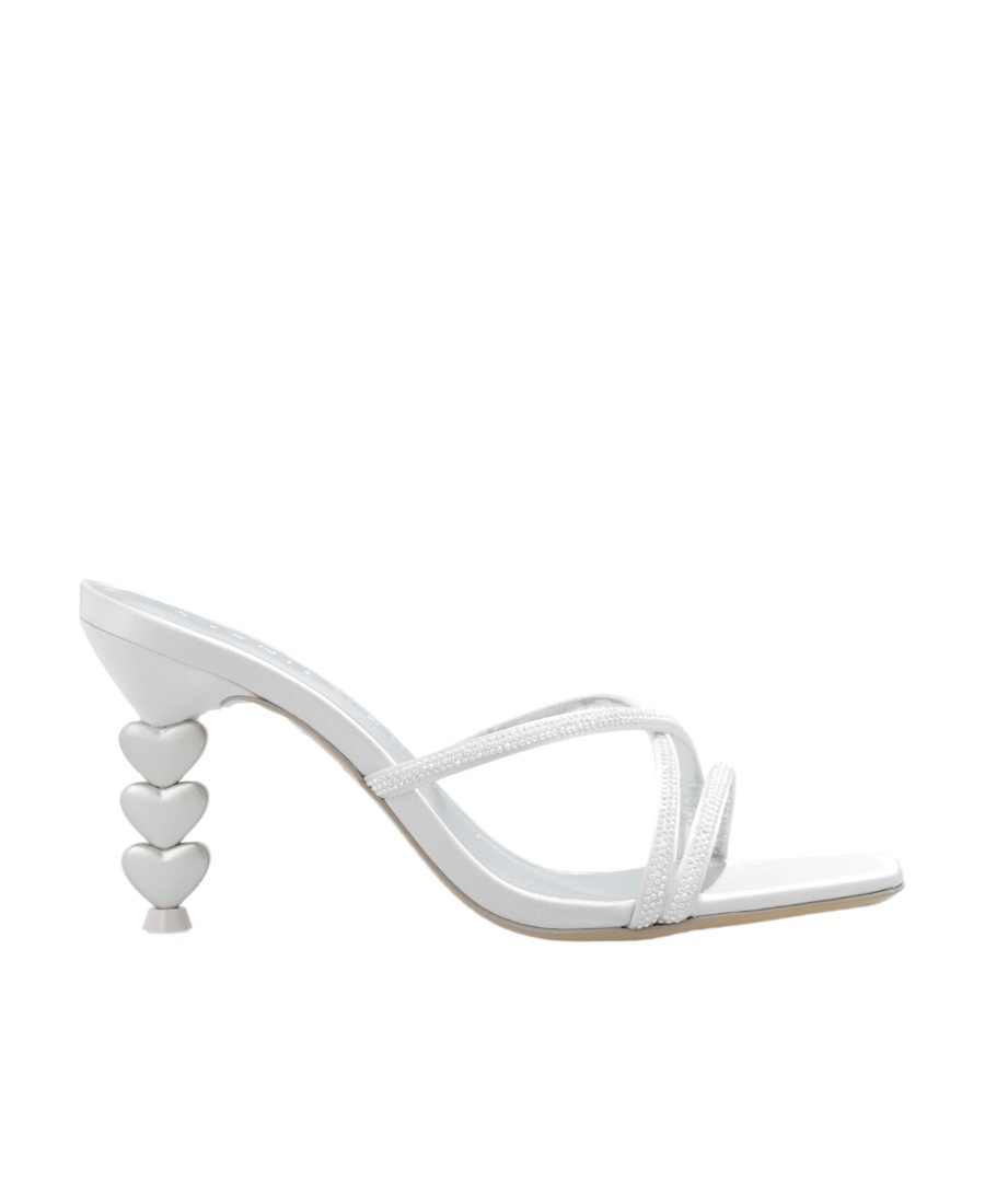Sophia Webster Aphrodite Embellished Slip-on Satin Mules In White