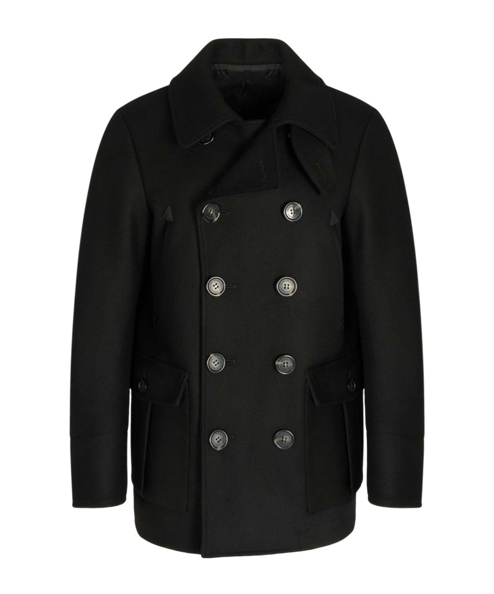 Dsquared2 Wool Coat With Button Detailing And Pockets In Black