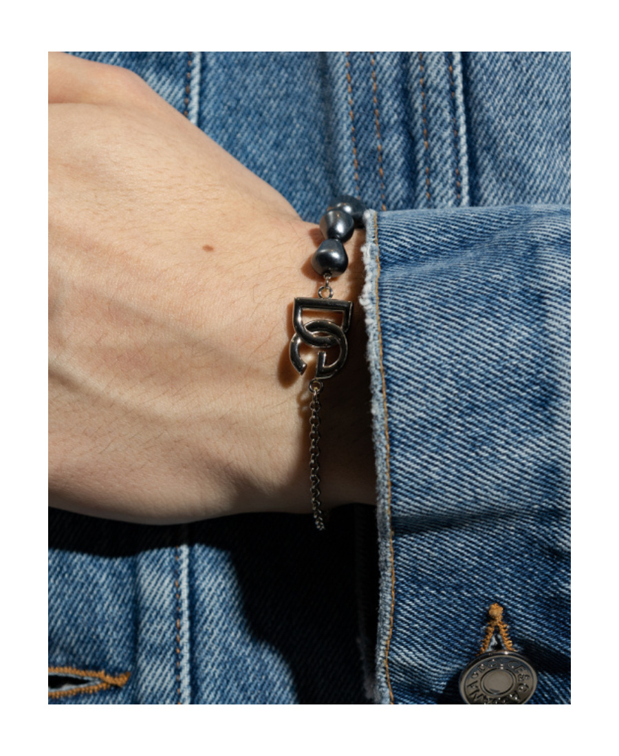 Dolce & Gabbana Beaded Chain-link Bracelet In Gray