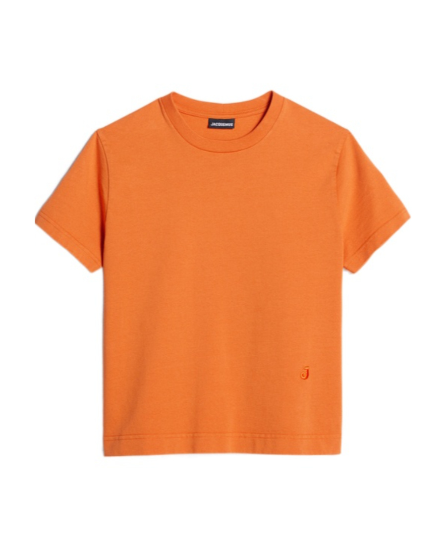 Jacquemus Ava Logo-embroidered Cotton T-shirt In Orange