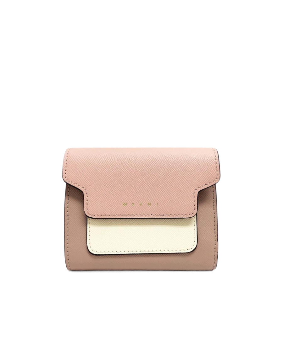 Marni Panelled Logo Print Wallet In Nude
