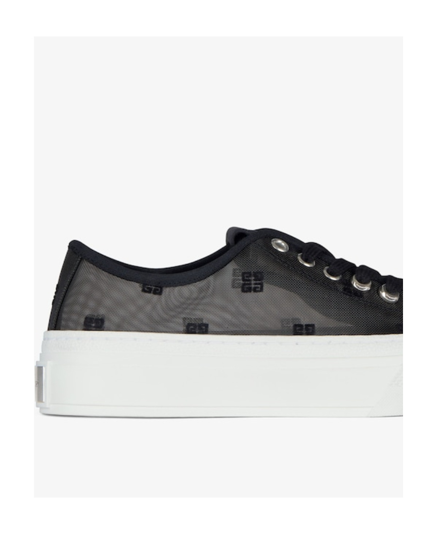 Givenchy Black City Sneakers In 4g Transparent Mesh In White