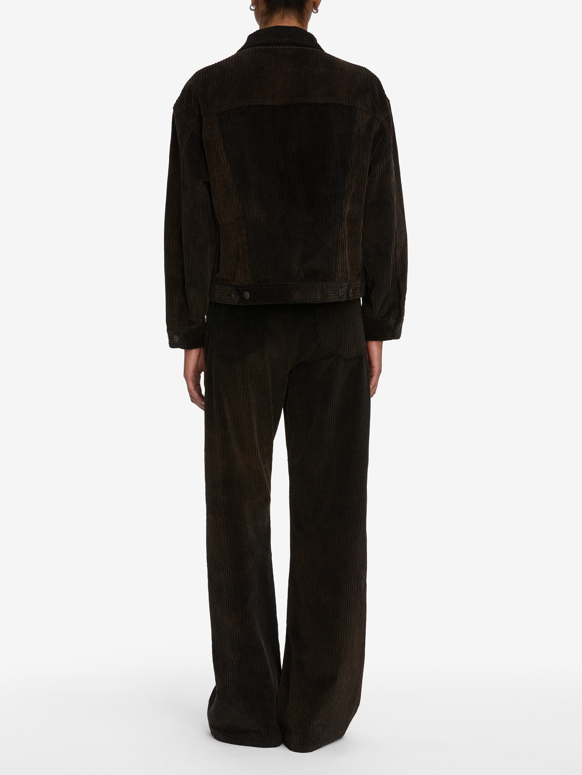 Frame Corduroy Wide-leg Casual Pants In Black