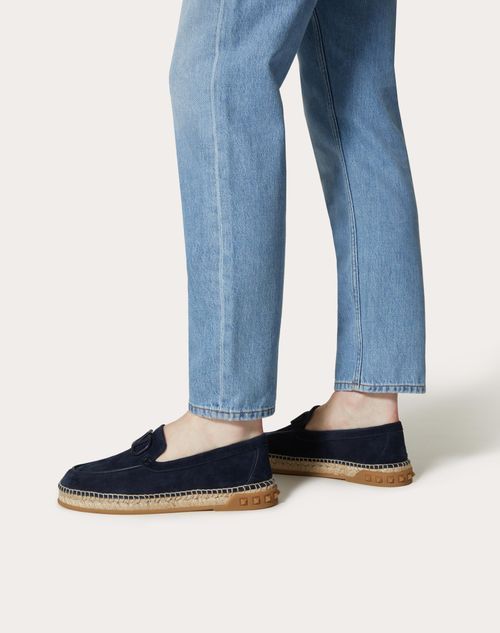 Valentino Leisure Flows Espadrilles In Split Leather In Black