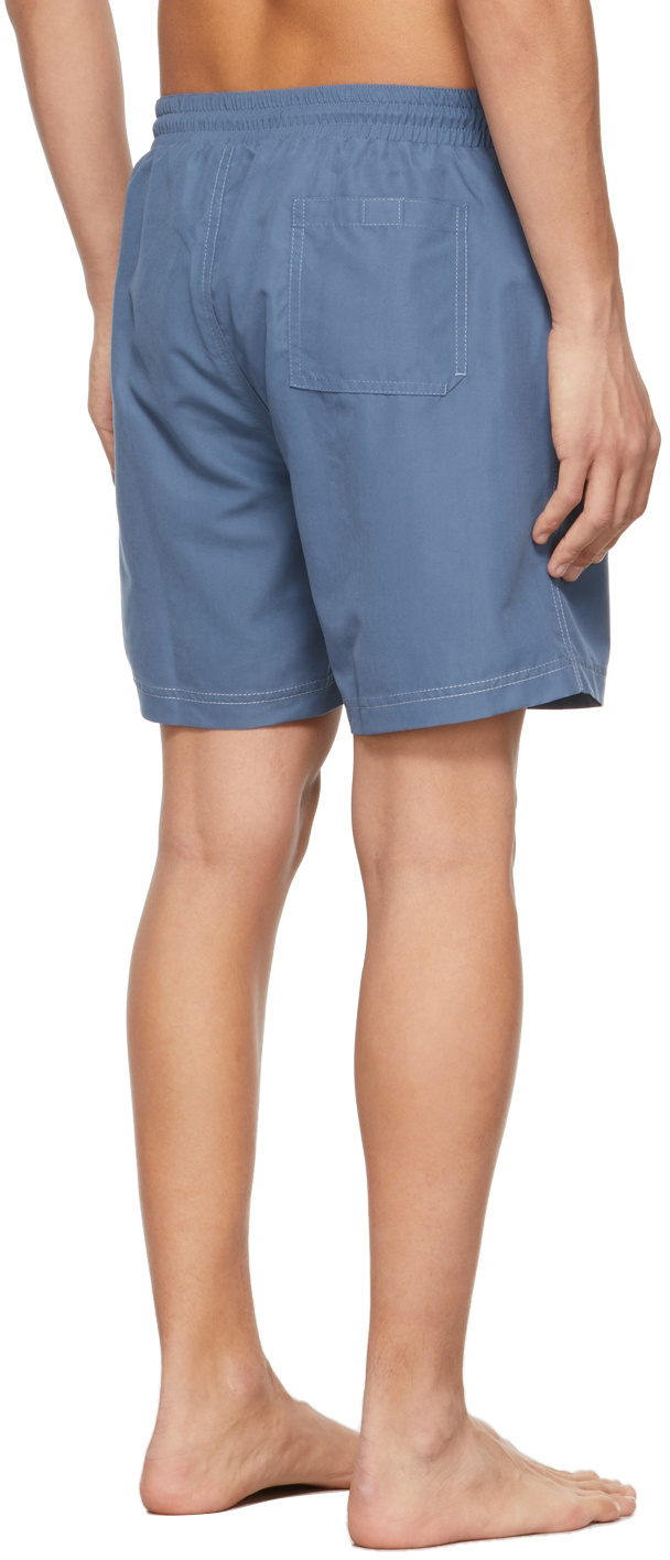 Brunello Cucinelli Embroidered Emblem Swim Shorts In Blue