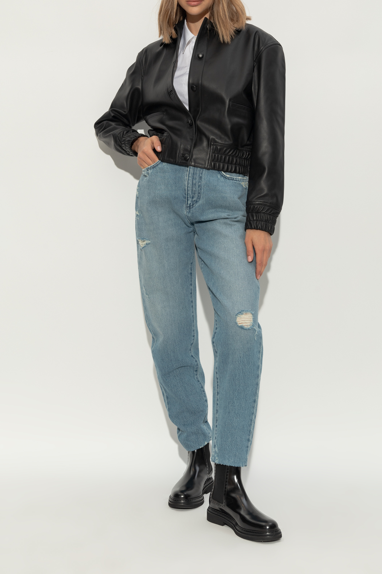 Dolce & Gabbana Leather Chelsea Ankle Boots In Black