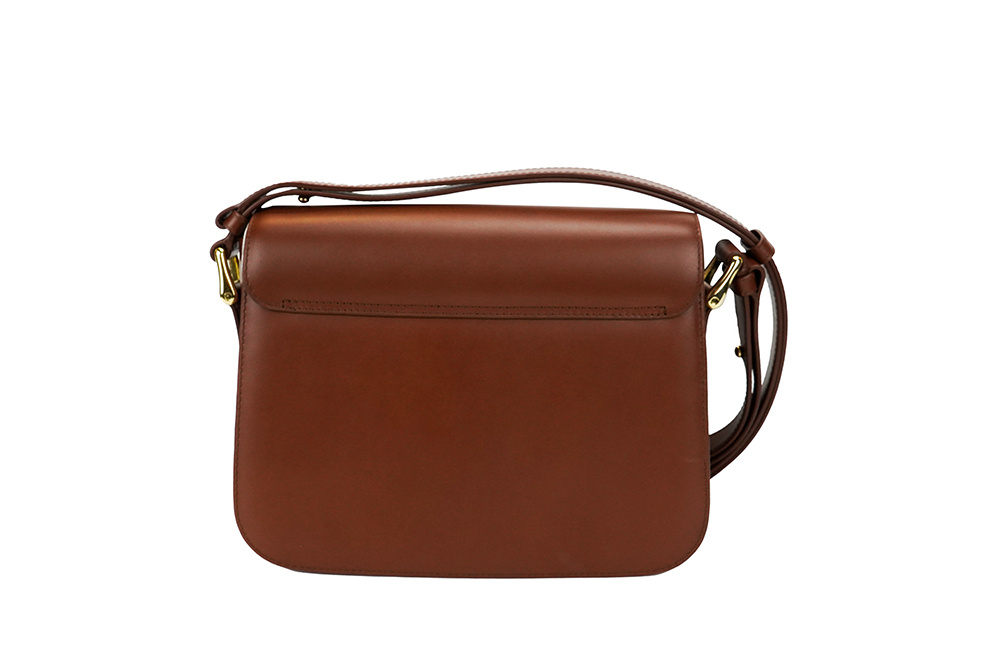 Apc Logo-print Leather Shoulder Bag In Brown