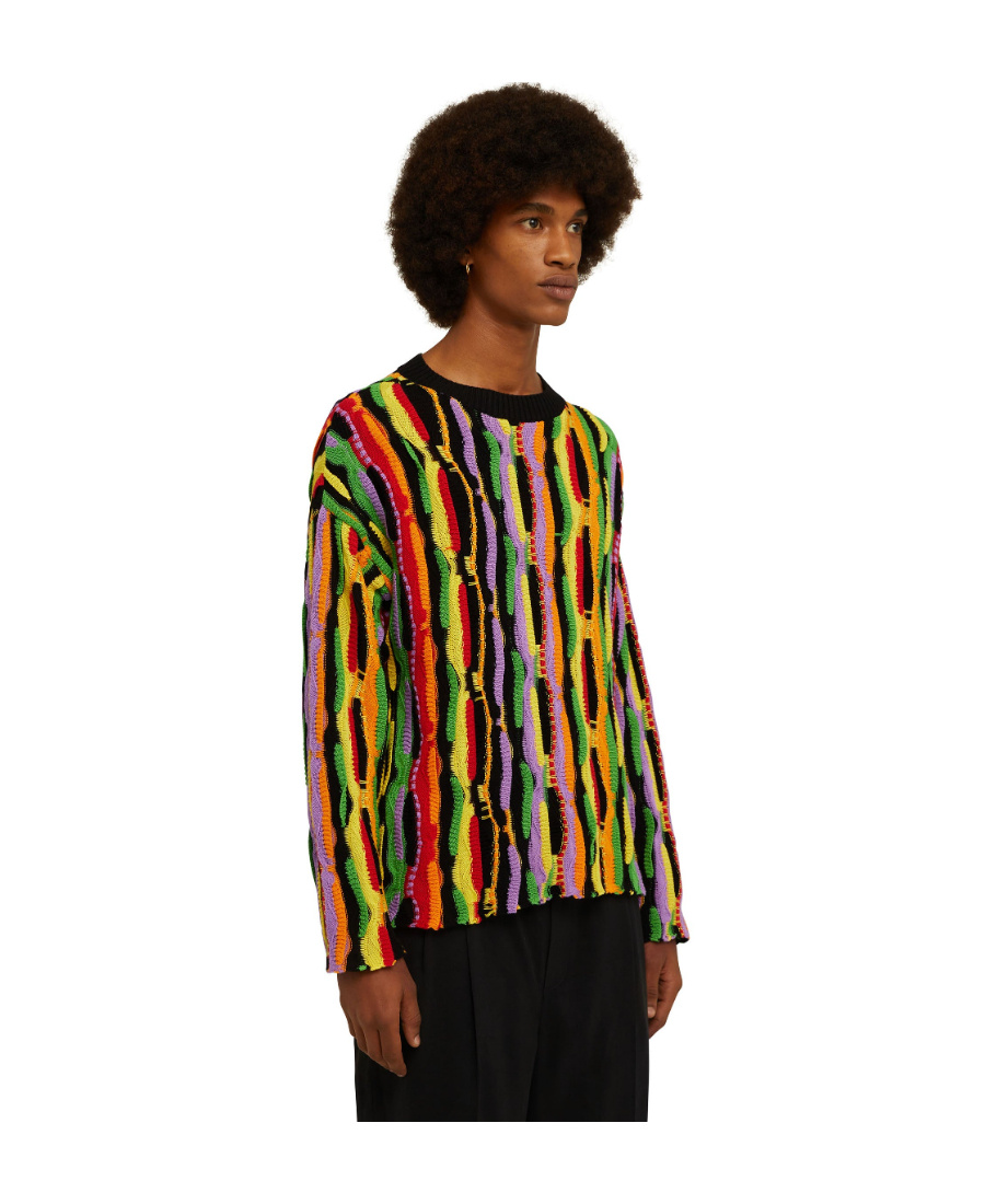 Msgm Cotton Jacquard Knit Sweater In Multicolor