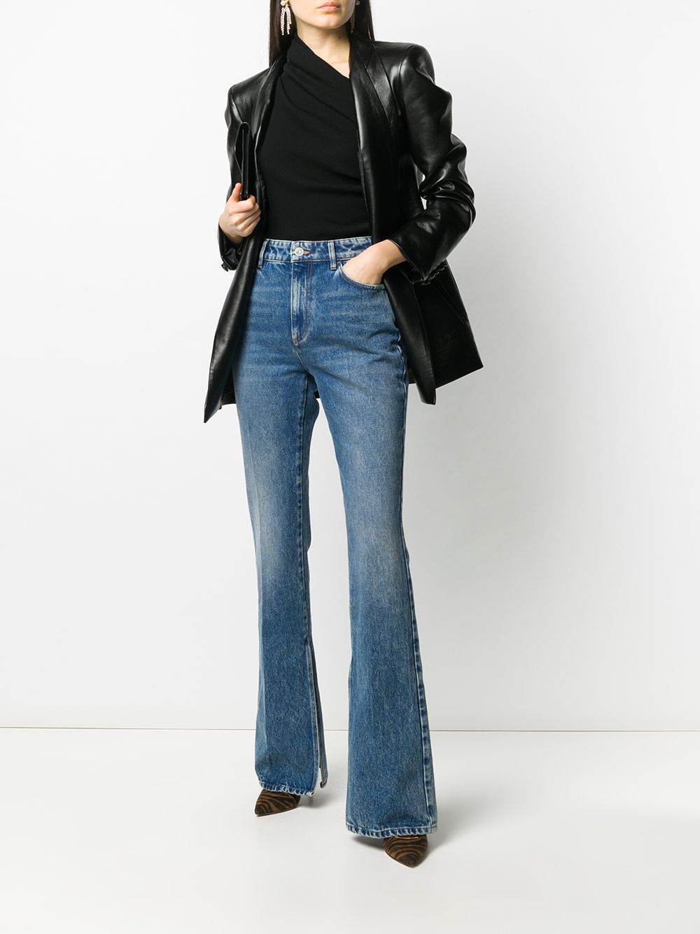 Attico High-waisted Bootcut Jeans In Blue