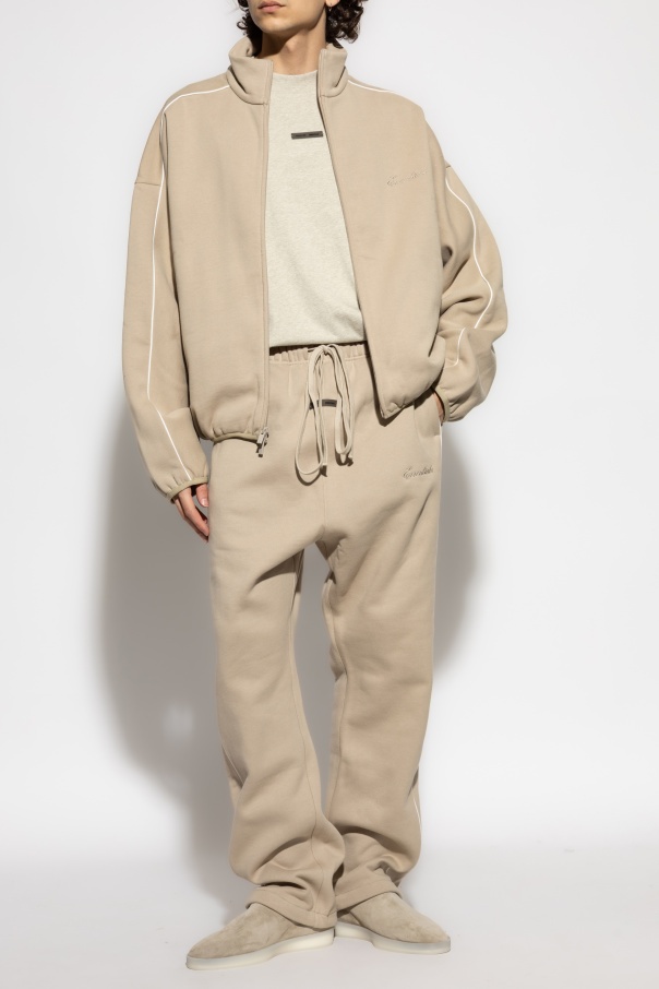 Essentials Zip-up Track-detail Sweatshirt In Neutral