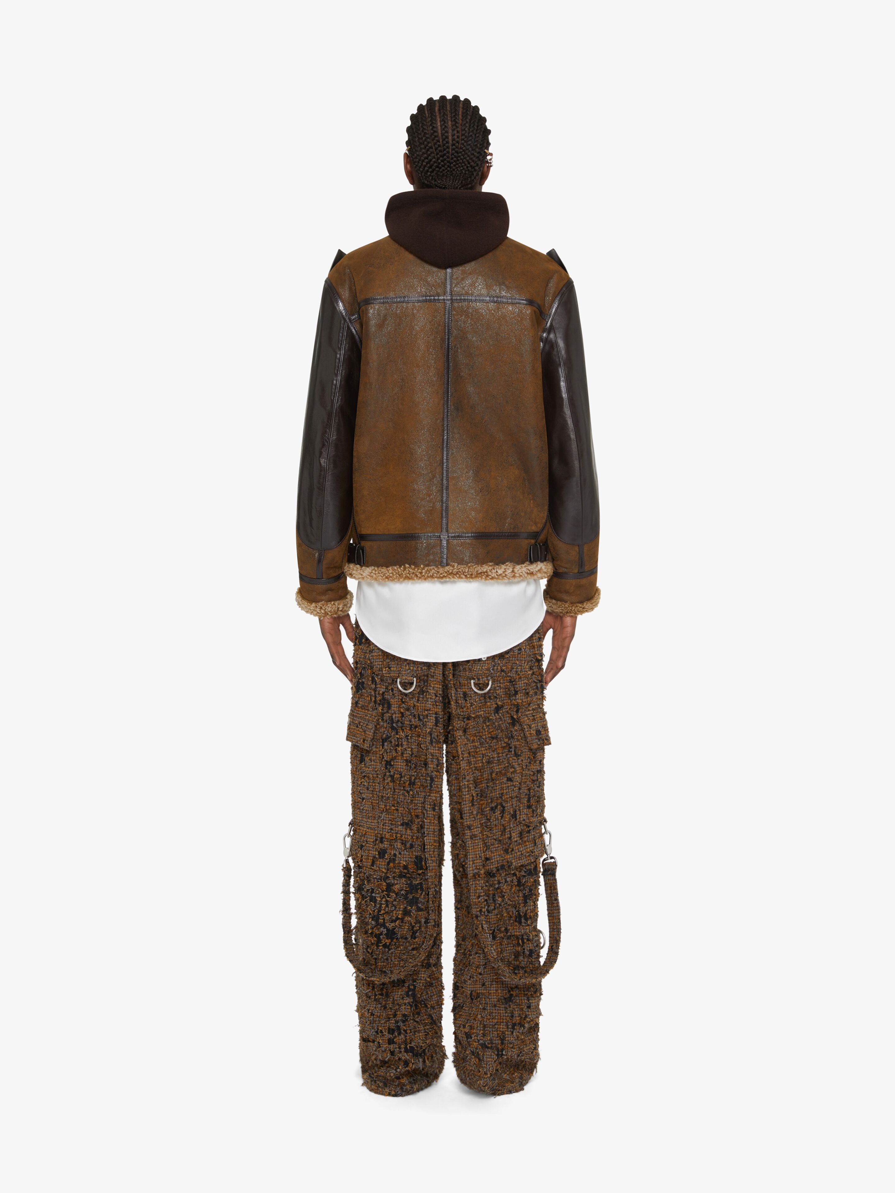Givenchy Jacket In Leather And Shearling In Brown