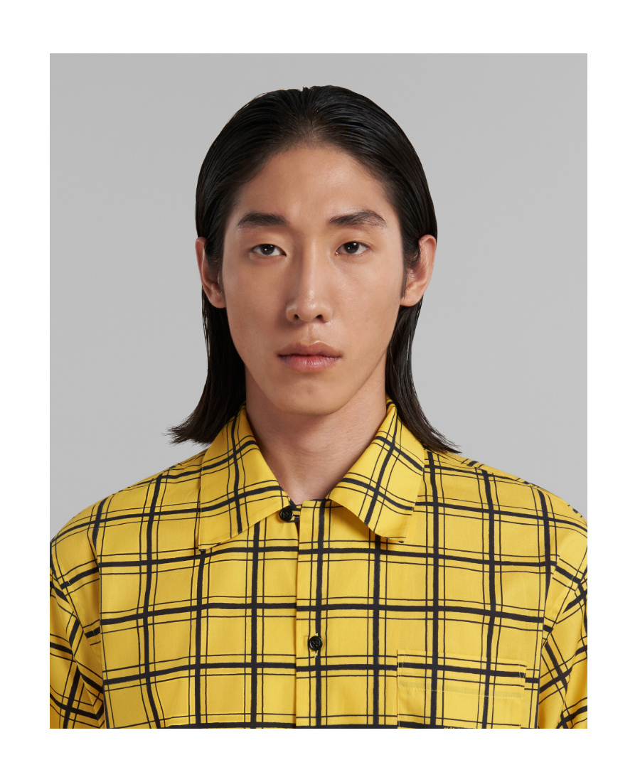 Marni Short-sleeve Checked Shirt In Yellow