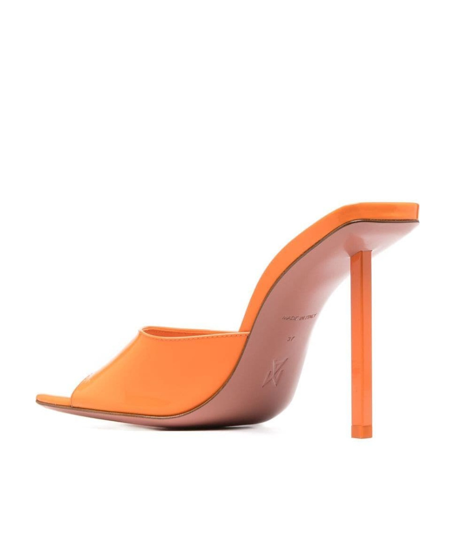 Amina Muaddi Woman Sandals Orange Size 10 Soft Leather In Orange