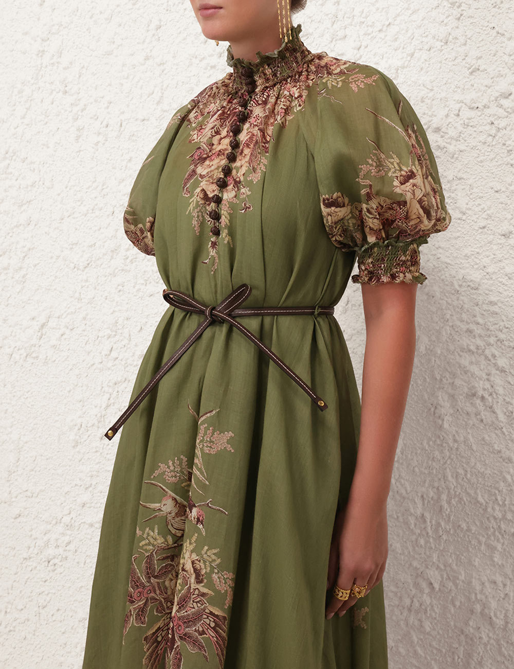 Shop Zimmermann Floral Pattern Dress In Green