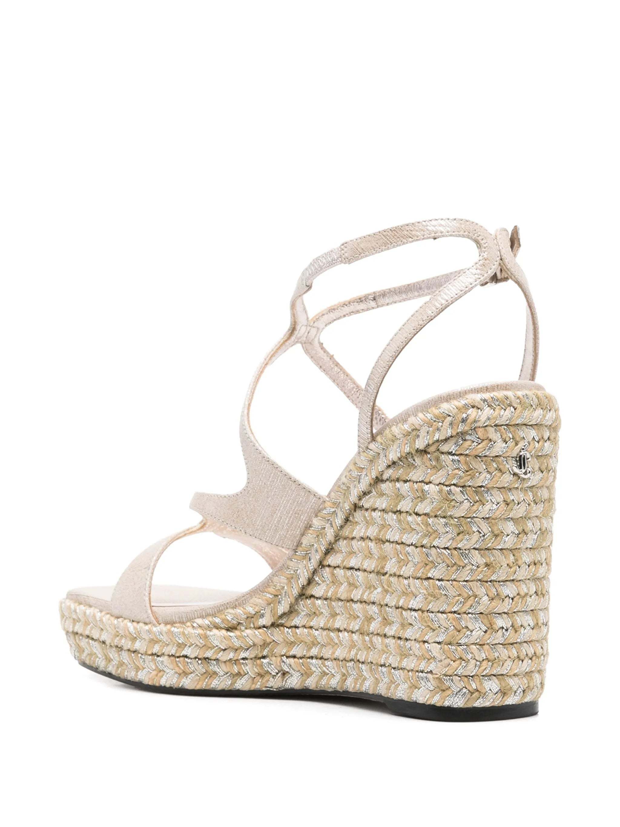 Jimmy Choo Leather Espadrille Wedge Sandals In White
