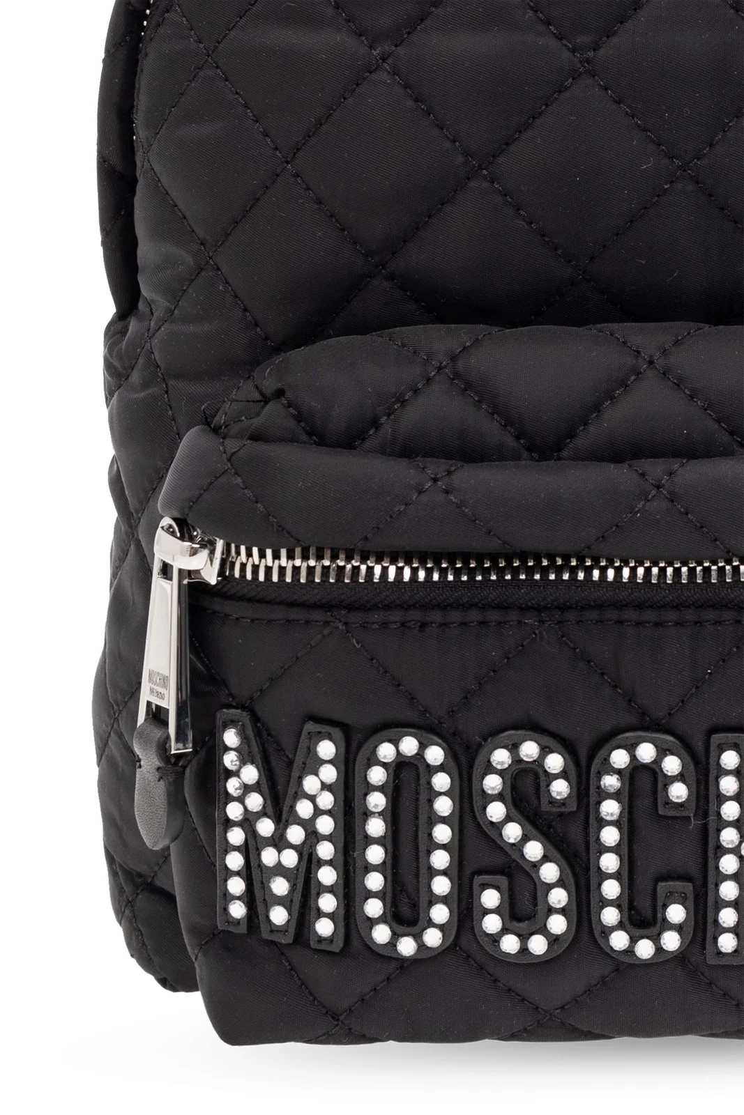 Moschino Logo Embellished Backpack In Black