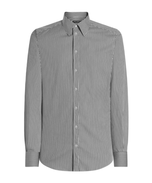 Dolce & Gabbana Striped Cotton Shirt Button-down Collar In Multi